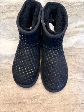 UGG Black Sequin Dot Shearling Lined Short Boots